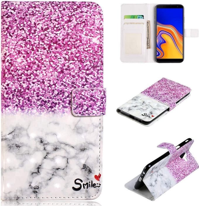 Bookcase Geschikt voor: iPhone X / XS - Marble Smile - Portemonnee hoesje