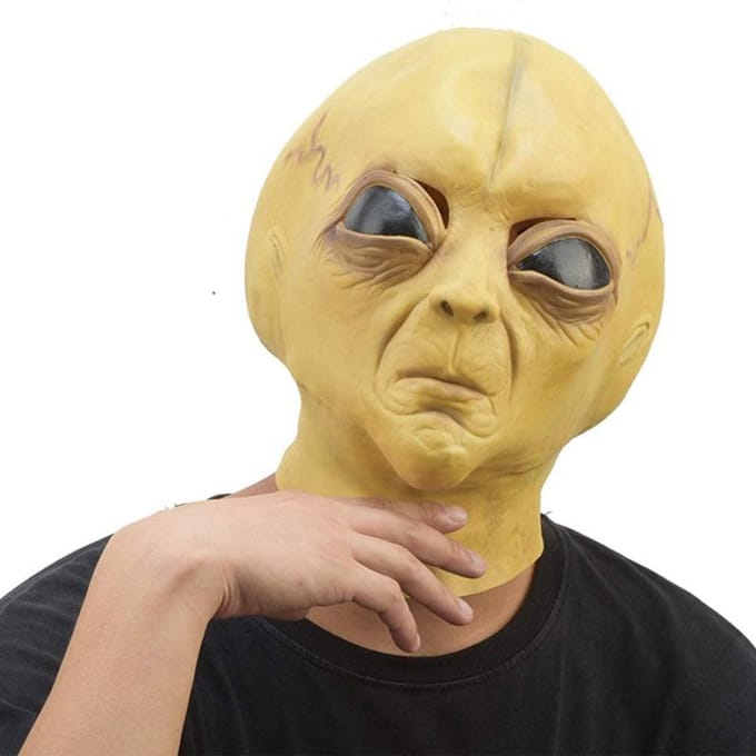 Grappig alien latex masker One size geel