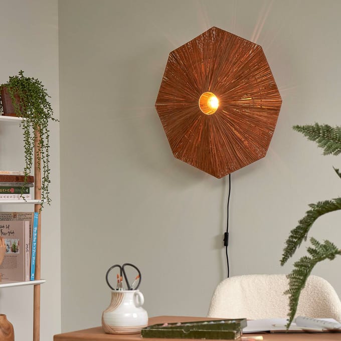 GOOD&MOJO Wandlamp Panama - Bruin - 65x7x65cm - Binnen Scandinavisch