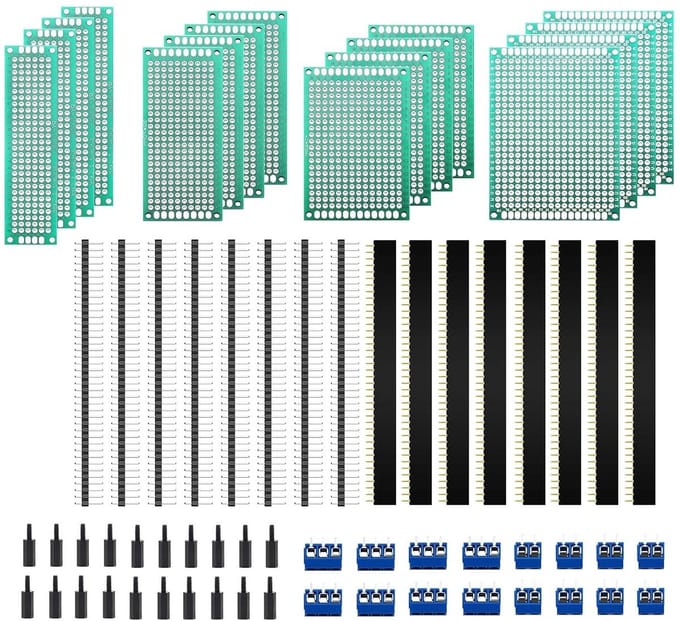PCB Board Kits - 68 stuks - Prototypekaarten - Mannelijk Vrouwelijk 40-pins Koplijst - 2P/3P Schroefterminal - Nylon Zuil - Elektronica Prototype Set