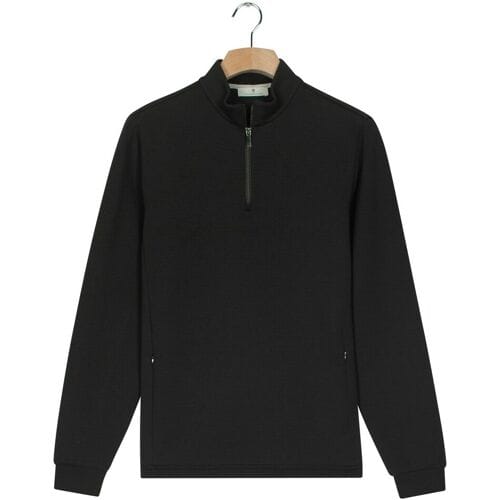 Thomas Maine Trui Uni Color Sweat Half Zip Zwart / male