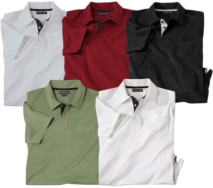 ATLAS FOR MEN - 5-pack polo's - Heren - Verkrijgbaar in grote maten - 3XL