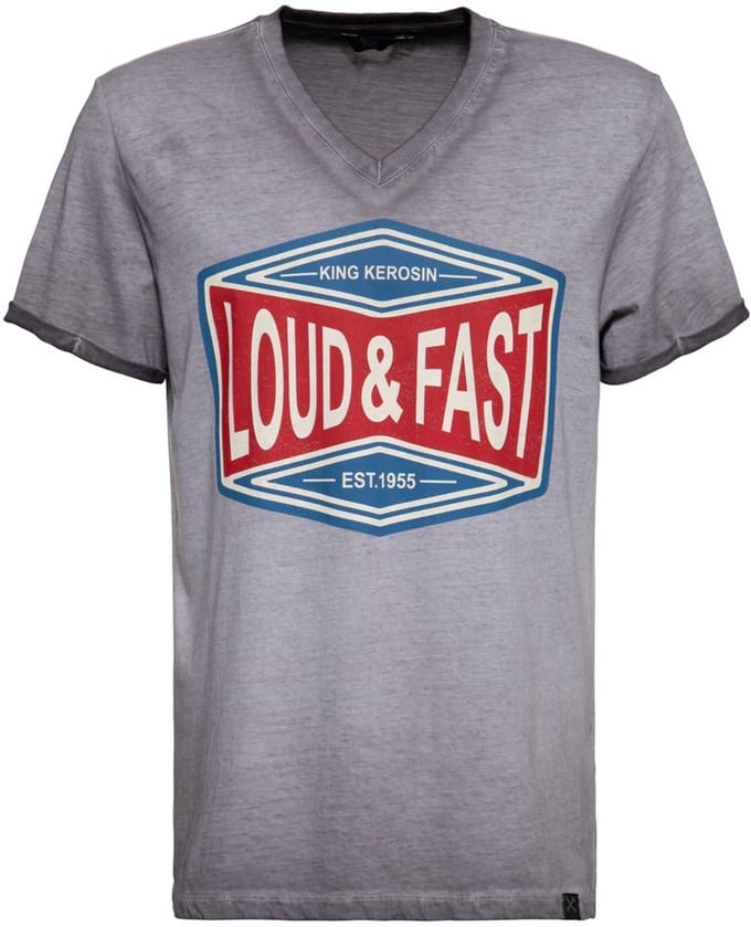 King Kerosin Oilwash T-shirt KKI11016 staalgrijs