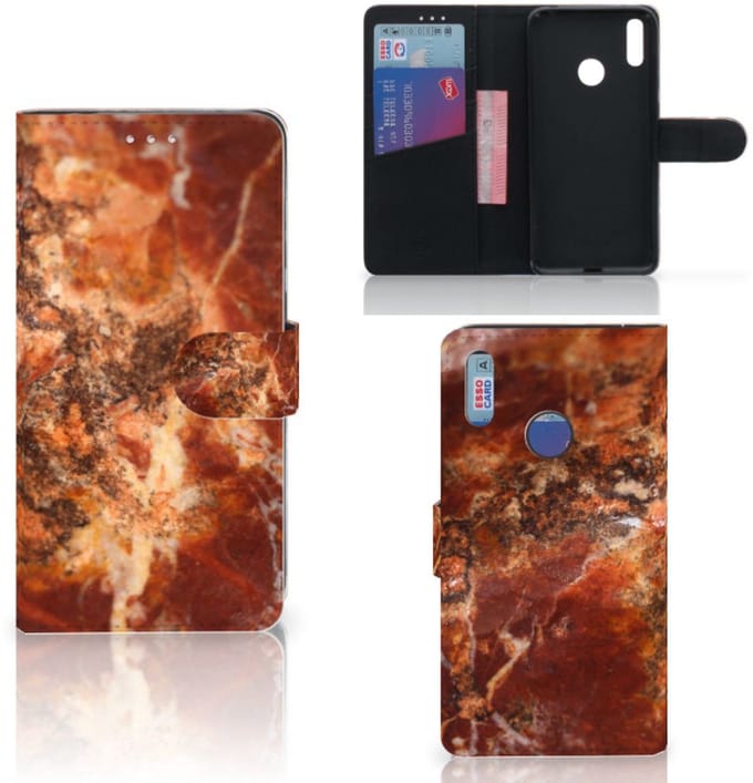 Huawei Y7 (2019) Bookcase Marmer Bruin