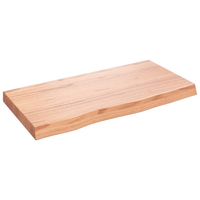 vidaXL - Wastafelblad - 80x40x(2-6) - cm - behandeld - massief - hout - lichtbruin