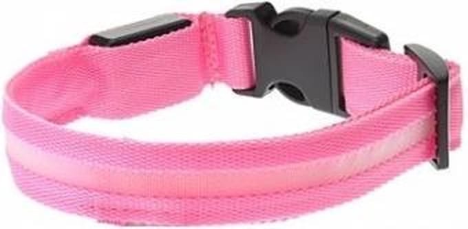 *** Led Honden Halsband - Roze -  Xl 52 - 64 cm - van Heble® ***