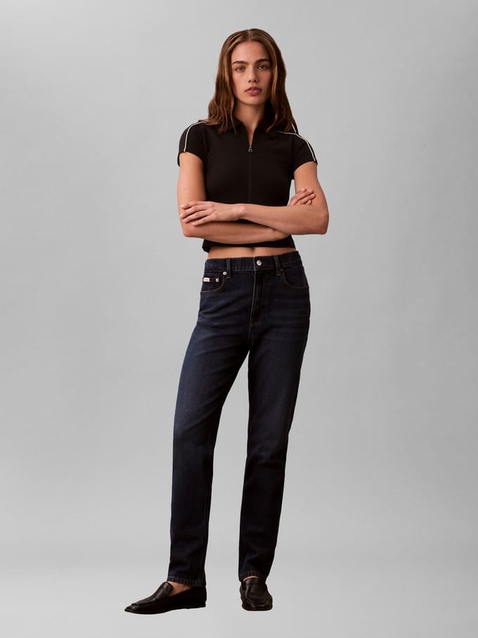 Straight fit jeans met logopatch model 'New Moon'
