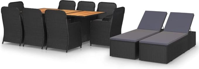 Medina 11-delige Tuinset poly rattan zwart