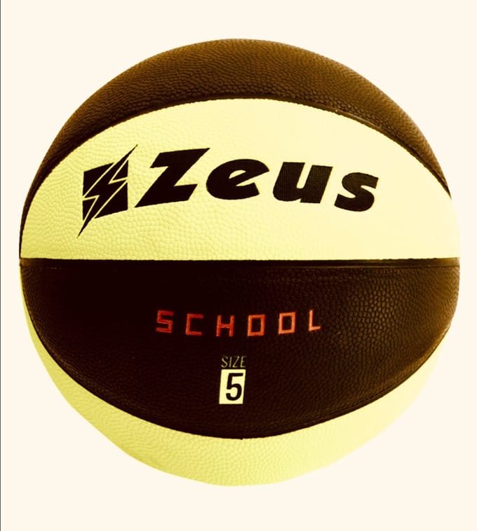 BASKETBAL official “SCHOOL”, maat 5, ZEUS, Geel/Zwart