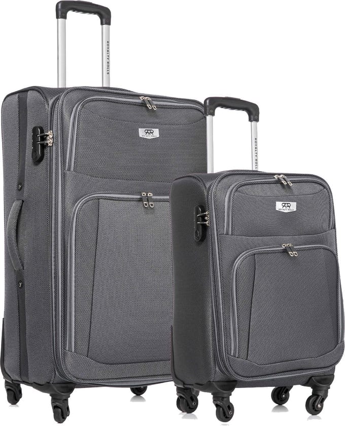 Royalty Rolls Dubai Abudabi - 2 delige Stoffen Kofferset - Expandable - Grijs
