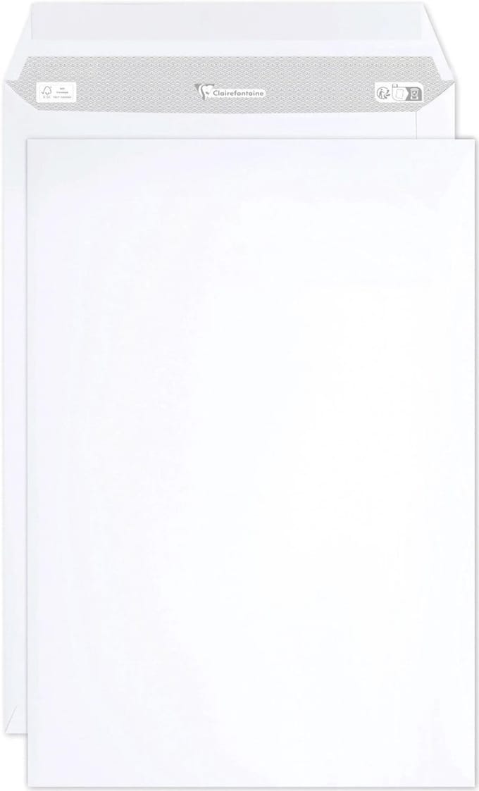 Clairalfa witte akte enveloppen C4 229x324mm 90g zelfklevend 250 stuks