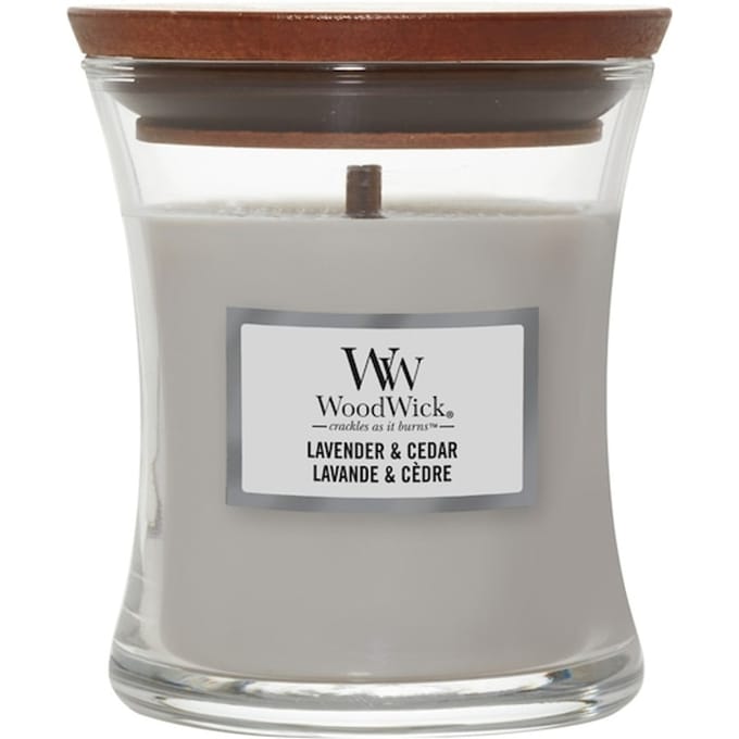 WoodWick Hourglass - Lavender & Cedar - Mini Candle - 30 branduren