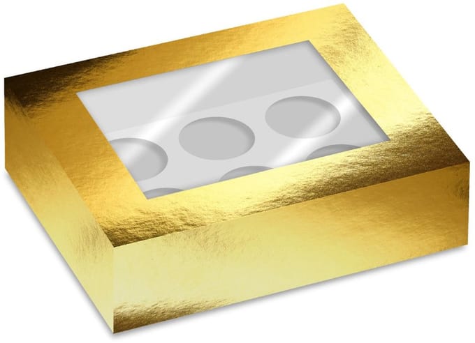 Simply Making Cupcake Box Venster Goud Metallic 6 pk/2