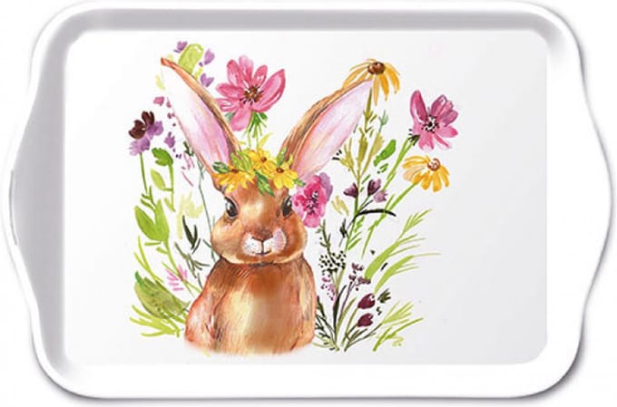 Tray melamine 13x21 cm Girl bunny