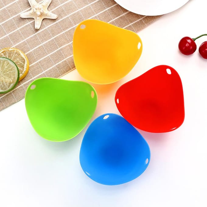 4 Stuks Eierpocheercups Gepocheerd Ei Maker Eierpocheercups Siliconen Pocheerpods Kookplaat Eierkoker blue