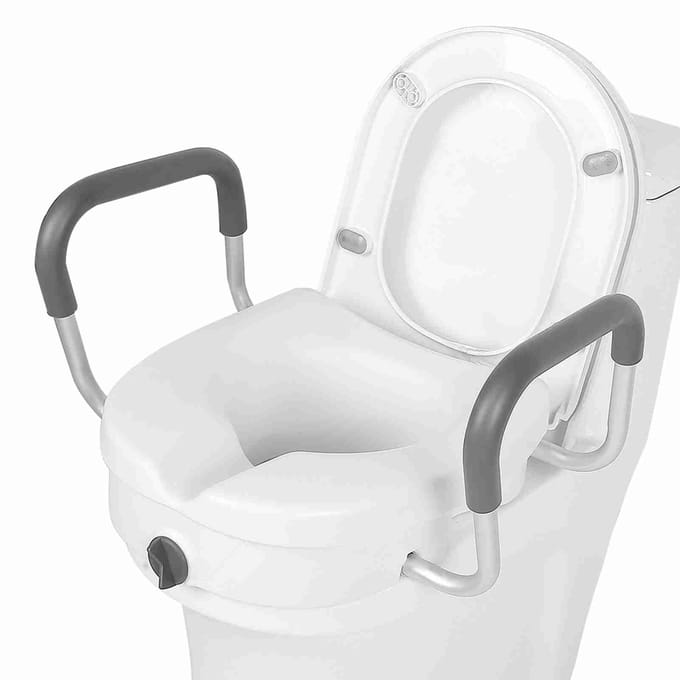 Verhoogde Toiletzitting Verstelbare Badkamerkussens Verhogingshoogte Zittingen met Veiligheidsframe white