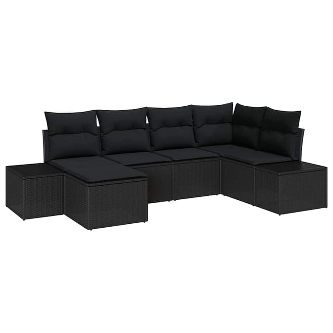 vidaXL Tuin Sofa Set 6 st Zwart poly rattan