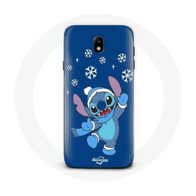 Coque pour Samsung Galaxy J7 2017 Stitch neige Noël bleu