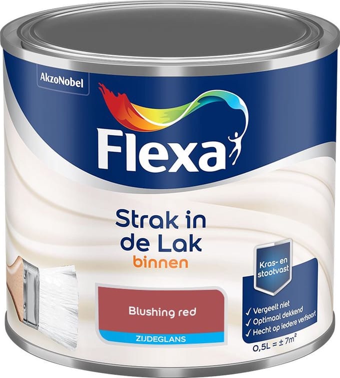 Flexa - Strak In De Lak Binnenlak Zijdeglans - Blushing Red - Mengverf - 500 Ml