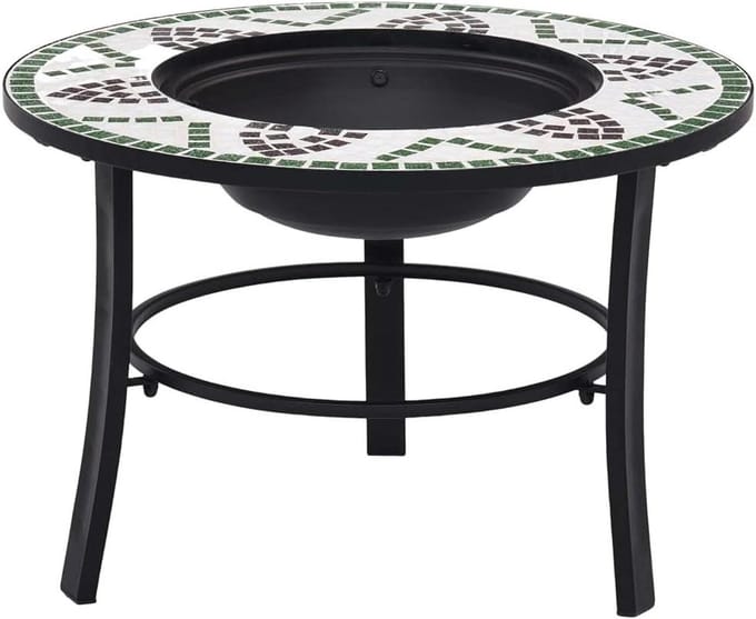 Buitenhaard - Vuurkorf - Sfeervol Verwarmen - Decoratief Mozaïek - 68 cm - Groen