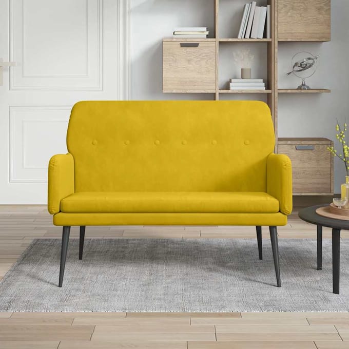 vidaXL - Bankje - 108x79x79 - cm - fluweel - geel