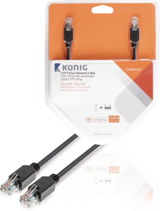 Konig KNC85100E150 - Netwerkkabel - RJ45 - 15 m - Grijs