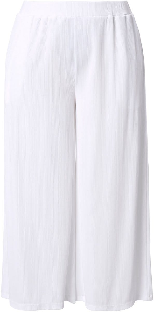 Ulla Popken - Dames - Culotte structuur kuitlengte rechte pijpen - Sneeuwwit - Maat 62+