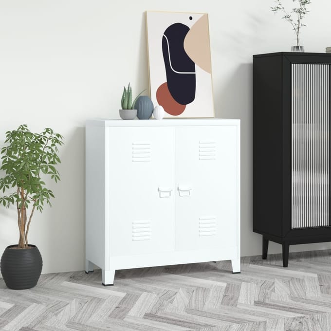 vidaXL - Opbergkast - industrieel - 90x40x100 - cm - staal - wit