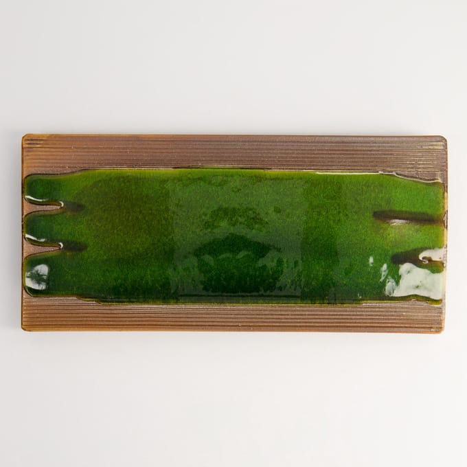 Tokyo Design Studio - Mino Craft Rechthoekig Bord - Groen/Bruin - 26 x 12 cm