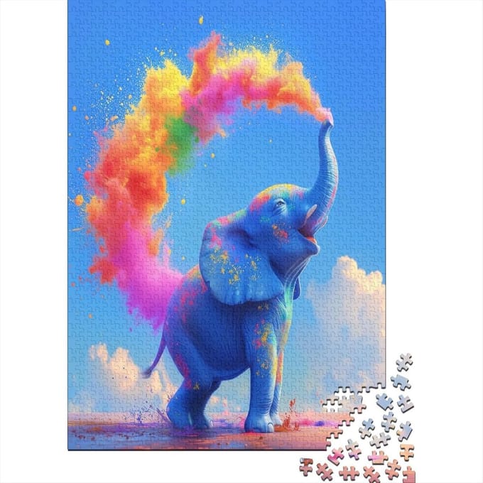 Olifant Puzzel - 1000 Stukjes - Ontspanning Thuis - Hoge Resolutie Print - 75x50cm