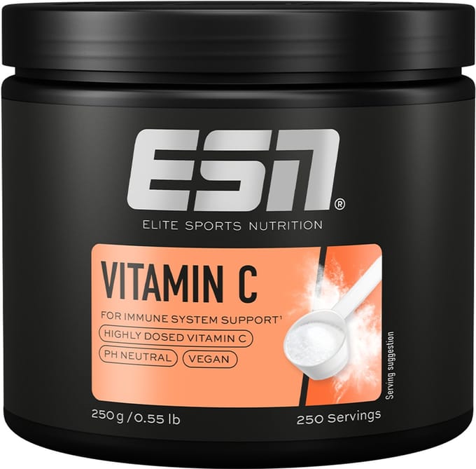 ESN Vitamine C, 250 g Poeder – Hooggedoseerd, Goed Oplosbaar, Zuurvrij & Gebufferd – Vegan & Made in Germany