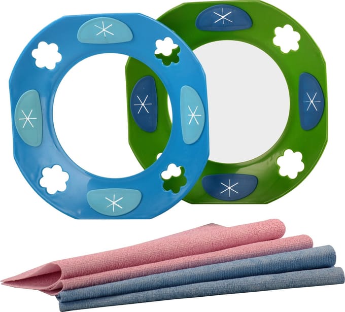 2x Washplate + 4x Microvezeldoekje Vaatwasser (Dubbele Set. Blauw en groen)