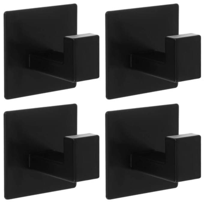 Aluminium ophang haken - Zelfklevend - Zwart - 4 stuks