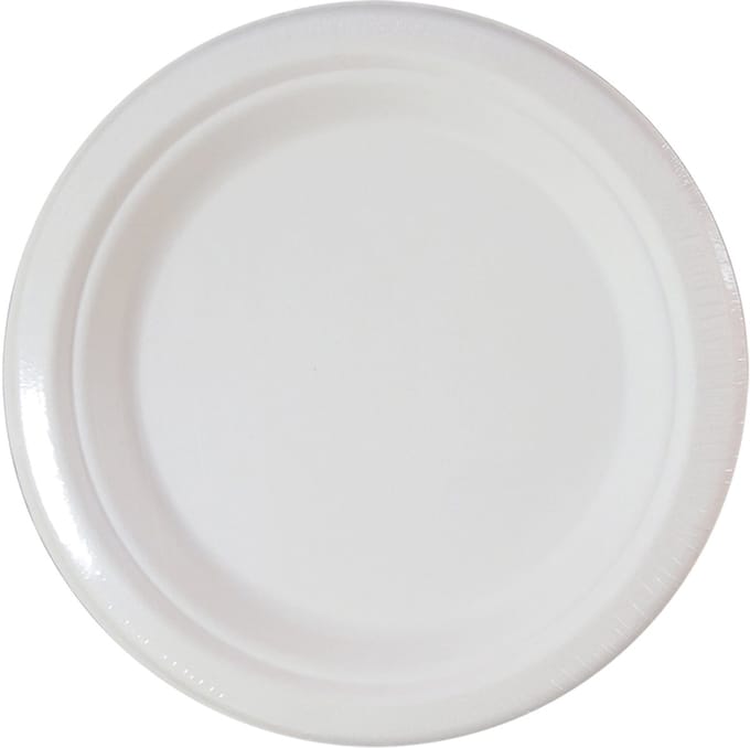 Vegaoo - 10 kleine witte bordjes van suikerrietvezel 18 cm composteerbaar