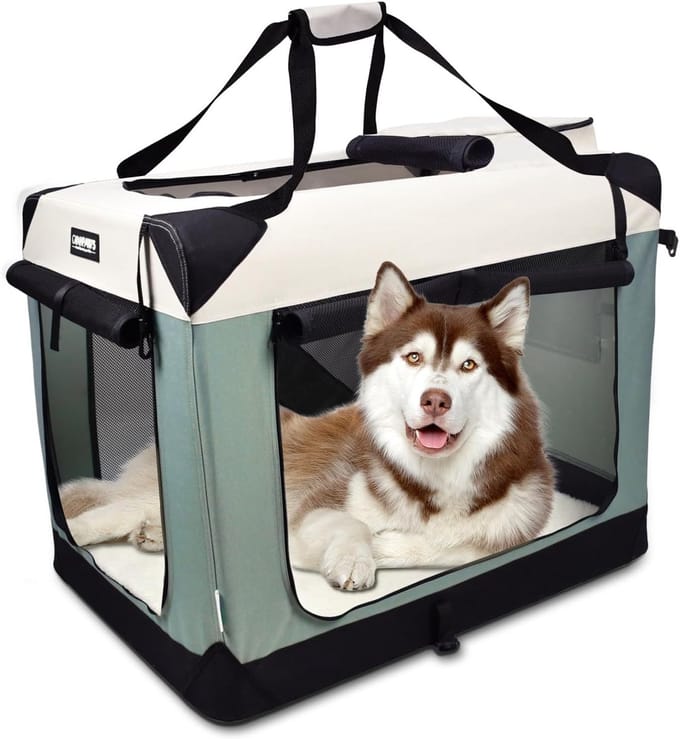 Honden Bench - Reismand Kat - Veilig Vervoer - 3 Deuren - 91 cm - Groen
