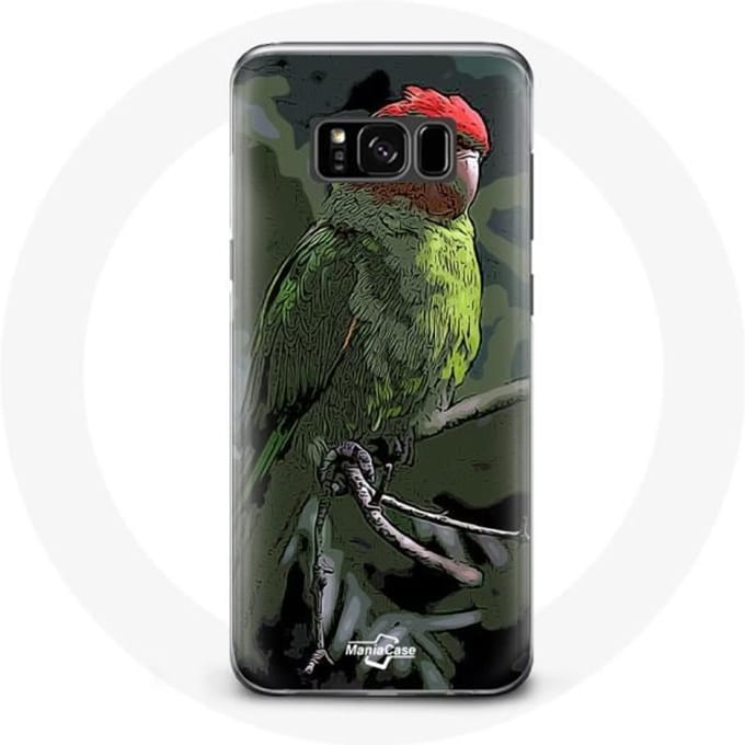 Coque - MANIACASE - Samsung Galaxy S8 Plus - Souple - Pionus Perroquet - Rouge Vert rouge