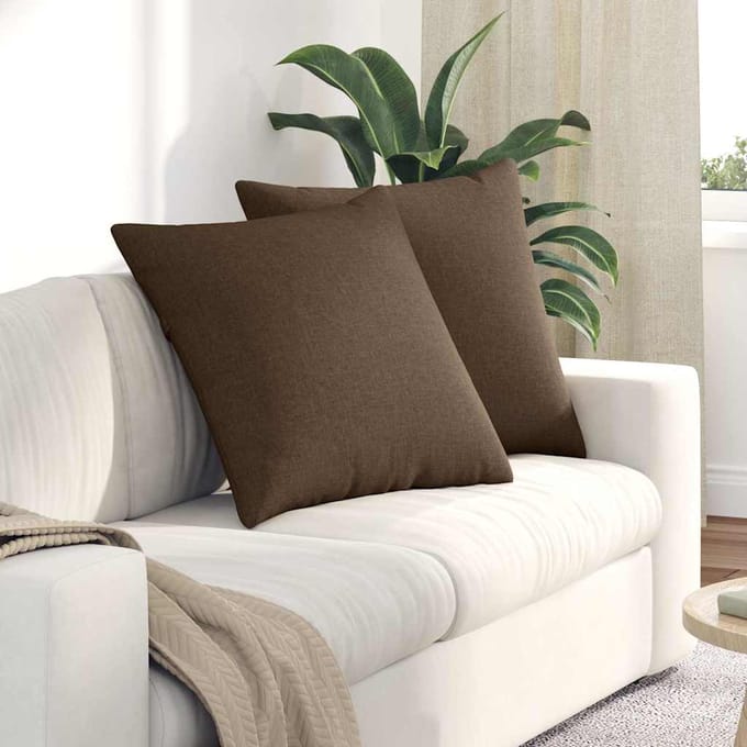 vidaXL Sofa Kussens 2 st Stof Bruin 80 x 80 cm