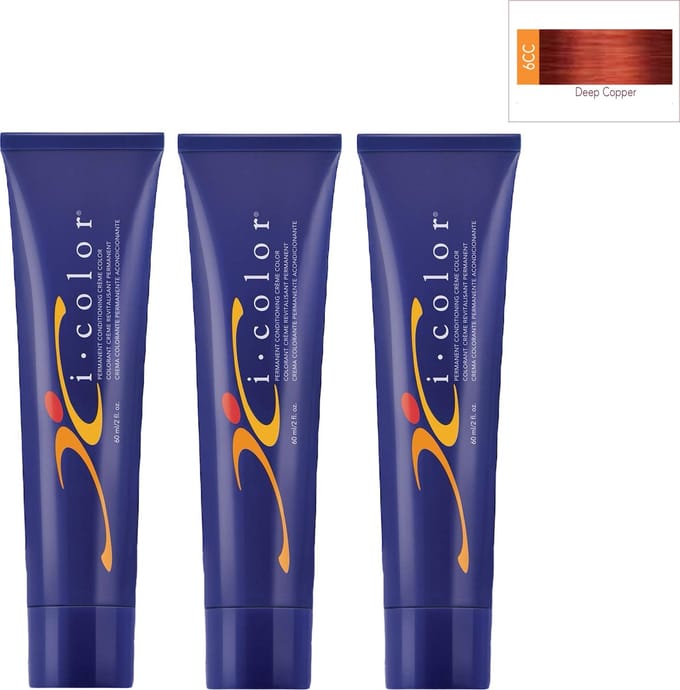 ISO i color Permanent Conditioning Crème Color 60ml 6CC Deep Copper x 3 tubes