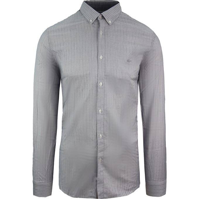 Lacoste Slim Fit Oxford Heren Grijs Geweven Overhemd