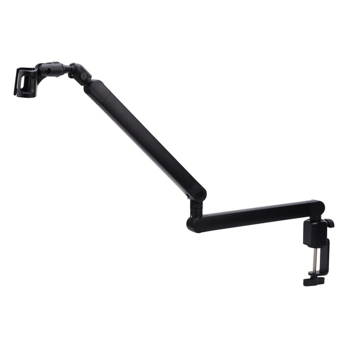 Support de Microphone Bras Articulé avec Base Octogonale Clips pour Câbles Support de Microphone de Bureau Réglable Rotation à 360 degrés pour Studio black