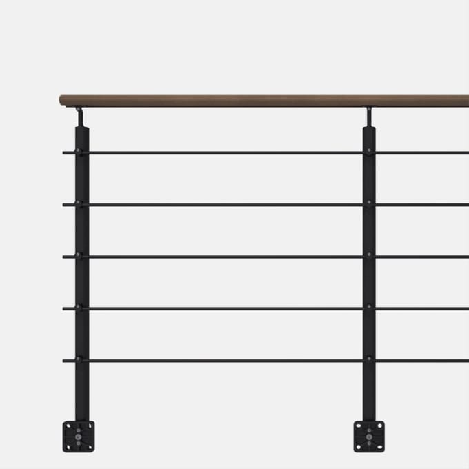 Kordo - Balustrade zijdelingse montage - OPALU - Zwart met Kebony handgreep - 2 m