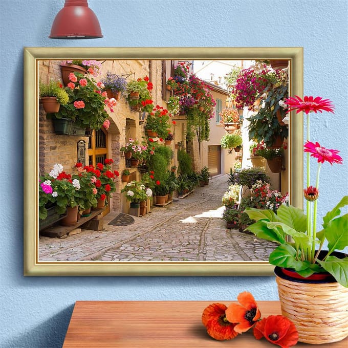Peinture de diamant 5D de paysage, perceuse complète, broderie de diamant, vente de maison, point de croix, décoration de la maison 20X30CM beige