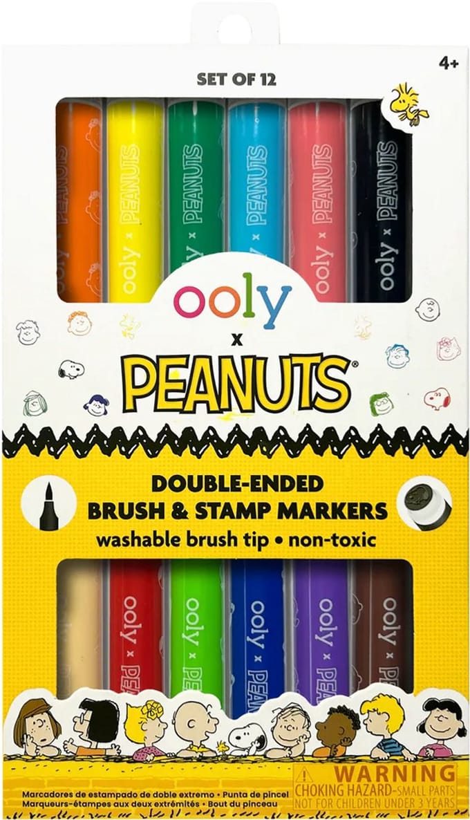 Ooly - Ooly x Peanuts - Snoopy dubbelzijdige stiften en stempels - 12 Stuks