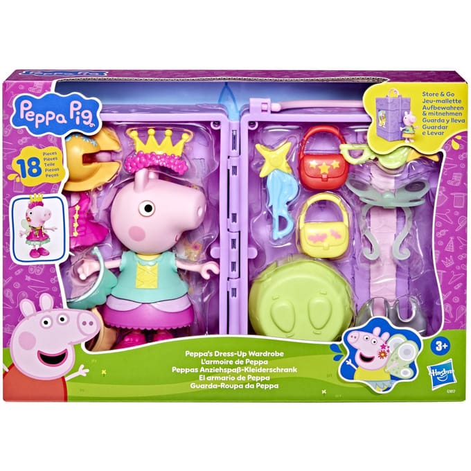 Hasbro Peppa Pig kledingkast speelset met accessoires en stickers.