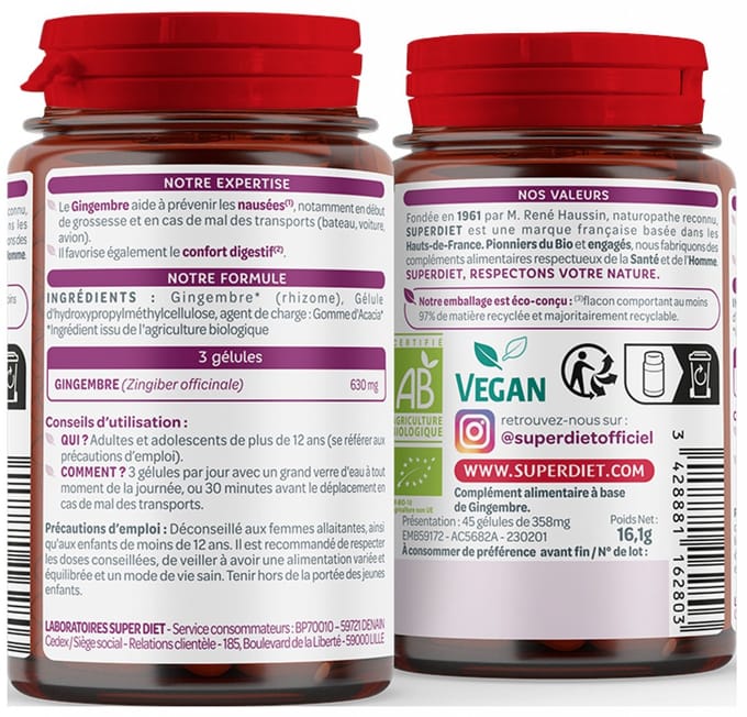 Superdiet Bio Gember 45 Capsules