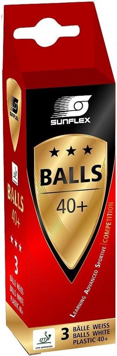 Tafeltennisballen 3 Sterren Wit 3-Pack - Non-Celluloid 40+