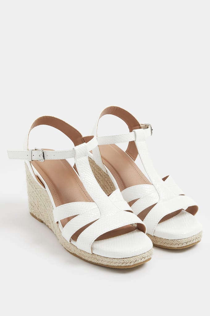 Yours Witte Imitatieleren Tband Sleehaksandalen In Brede Epasvormsize 42E