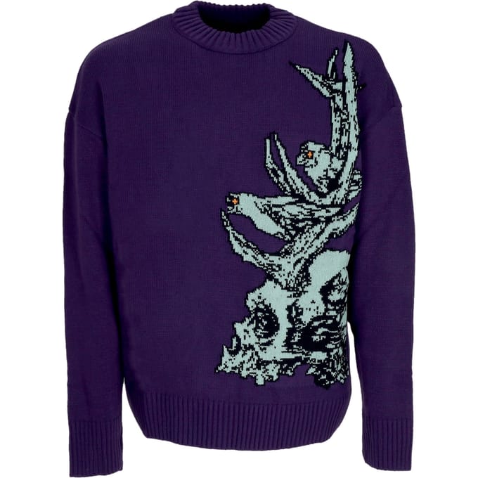Druid Skull Sweater Paars Stof Herentrui