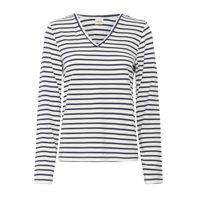 Dames T-shirt met V-hals en lange mouwen fransa Frclea