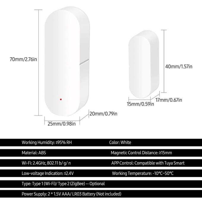 Wifi Smart Deur Raam Sensor Alarm Magnetisch Home Security Systeem Deur Open Alert APP Afstandsbediening Wifi Type wit